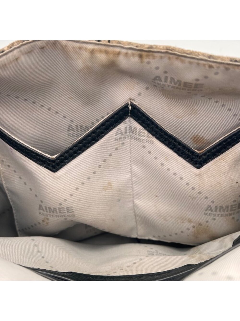 Aimee Kestenberg Snake Print & Black Leather Bag Purse 10 Zippered Compartments - Picture 11 of 16